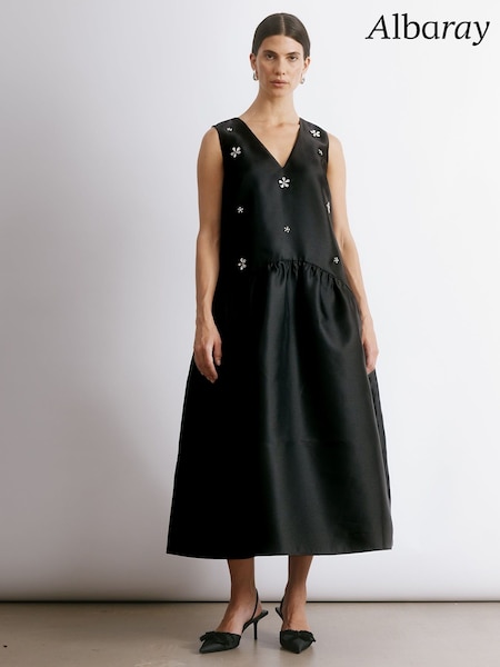 Albaray Crystal Tie Back Black Dress (Y26806) | ‏727 ر.ق.