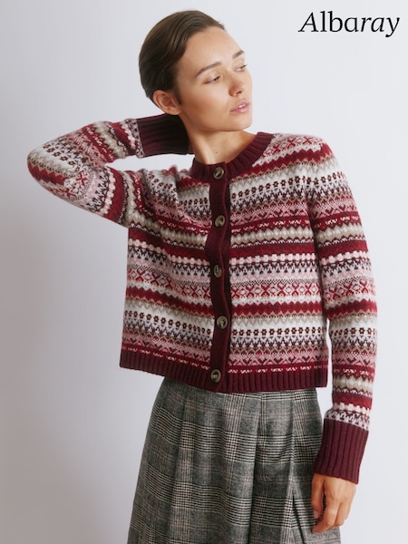 Fair Isle Cropped Cardi Burgundy (Y26810) | 117 €