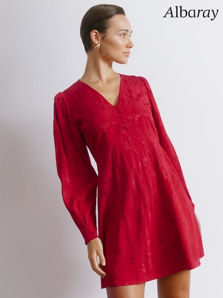 Albaray Red Jacquard Satin Short Dress (Y26848) | ‏462 ر.ق.