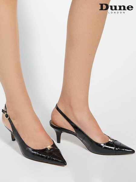 Dune London Black Distinctive Brand Plated Slingback Shoes (Y26912) | €131