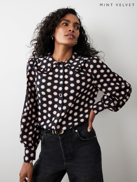 Mint Velvet Blue Geometric Print Blouse (Y26976) | €118