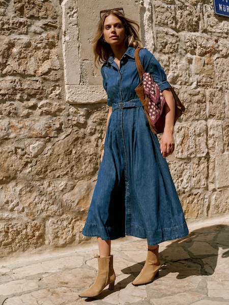 Mint Velvet Blue Denim Midi Shirt Dress (Y26991) | €205