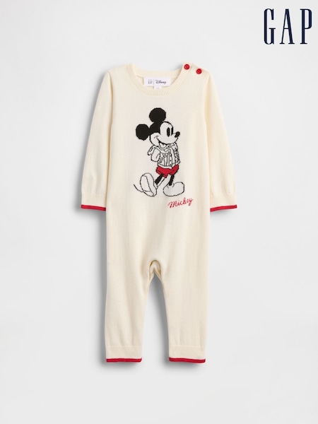 Gap White Mickey Mouse Disney Knitted One Piece (Newbron-24mths) (0-24mths) (Y27026) | €52