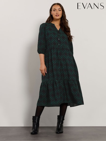 Evans 3/4 Sleeve Black Dress (Y27123) | €71