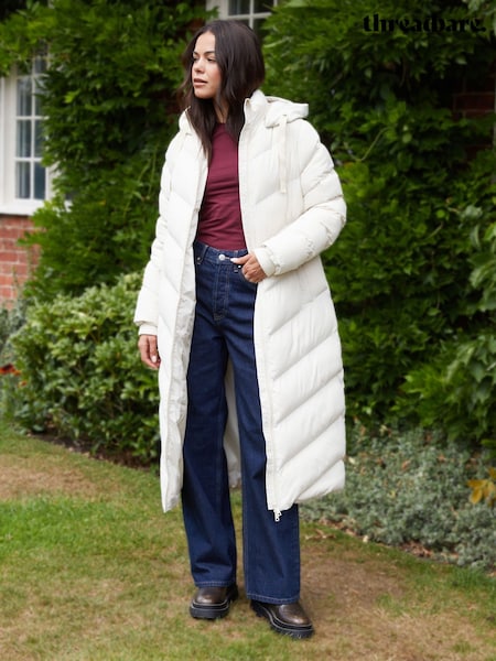 Threadbare Cream Padded Maxi Coat (Y27158) | €88