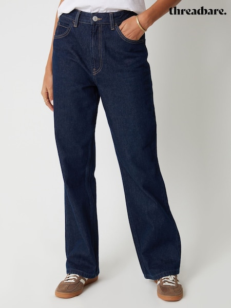 Threadbare Navy Blue Wide Straight Leg Jeans (Y27160) | €68
