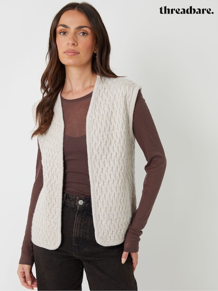 Threadbare Cream Textured Knitted Gilet (Y27166) | €33
