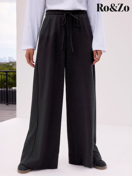 Ro&Zo Grey Pinstripe Wide Leg Trousers (Y27189) | €126