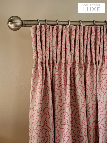 Natural Pink Collection Luxe Wiggle Embroidered Pencil Pleat Lined Curtains (Y27201) | €140 - €374