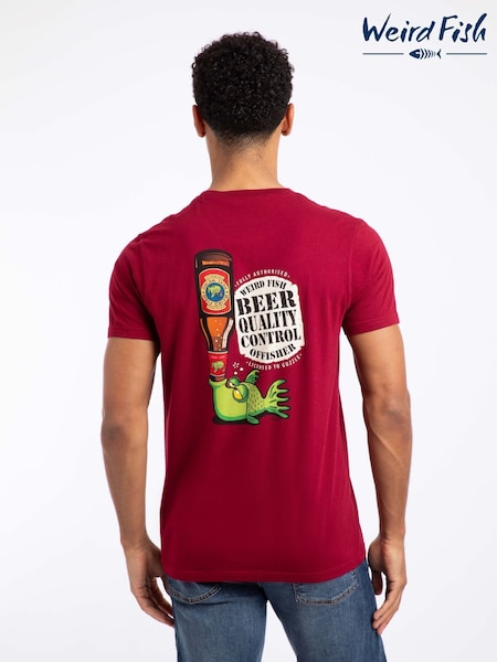 Weird Fish Red Beer Offisher Back Print Artist T-Shirt (Y27261) | R$ 275