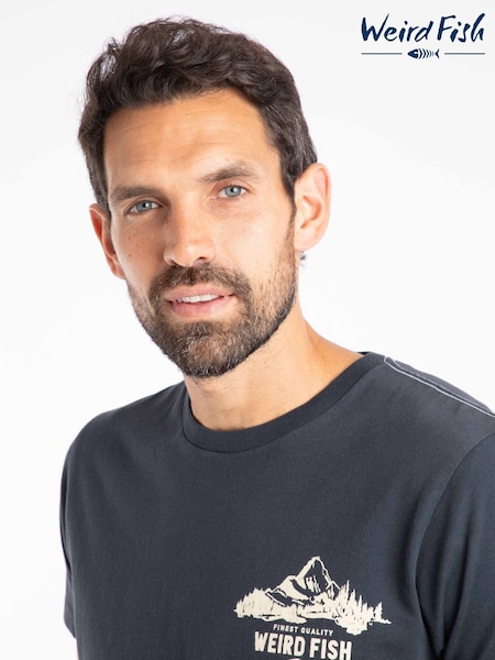 Weird Fish Blue Mountain Valley Back Print Graphic T-Shirt (Y27275) | €40
