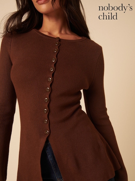 Nobodys Child Brown Ribbed Longline Cardigan (Y27364) | €98
