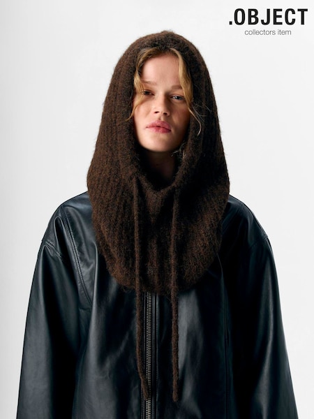 OBJECT Brown Knit Balaclava Scarves (Y27394) | AED128