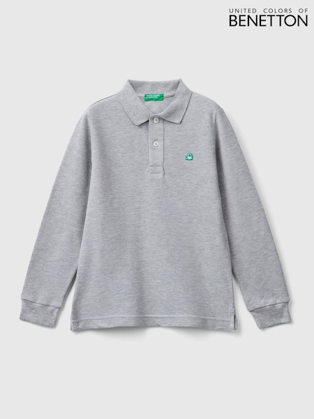 Benetton Grey Longsleeve Polo Shirt (Y27477) | AED134