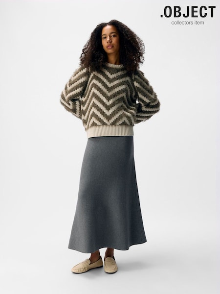 OBJECT White Jacquard Stripe Fluffy Long Sleeve Jumper (Y27497) | €59