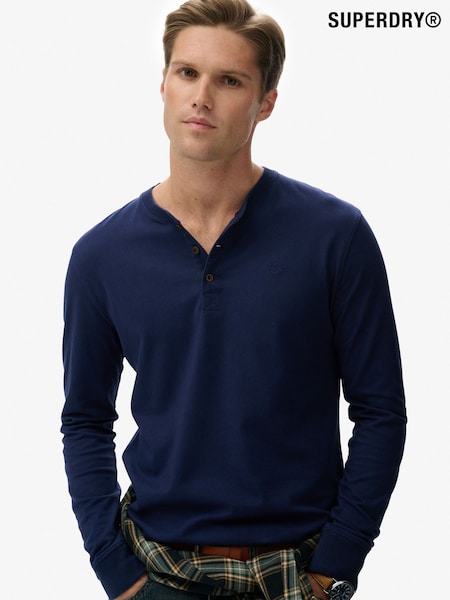 Superdry Blue Classic Essential Grandad Top (Y27553) | €43