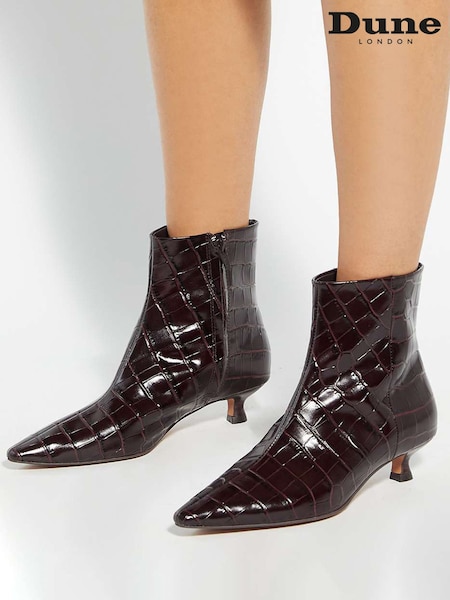 Dune London Brown Odore Chisel Toe Kitten Heel (Y27813) | €197