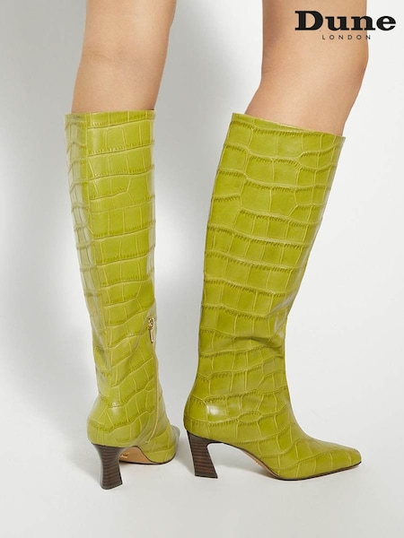 Dune London Green Selinni Square Toe Highboots (Y27817) | €241