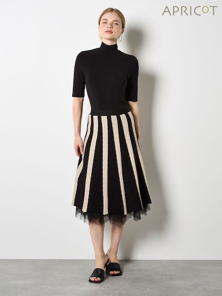 Apricot Black Colour Block Tulle Reversible Skirt (Y27891) | €58