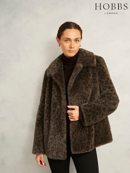 Hobbs Brown Dania Leopard Coat (Y27941) | AED1,275