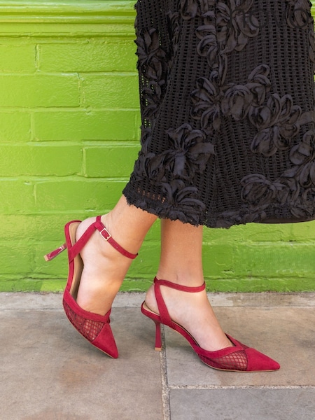 Novo Red ICY Mesh Ankle Strap Stiletto Courts (Y27979) | €51