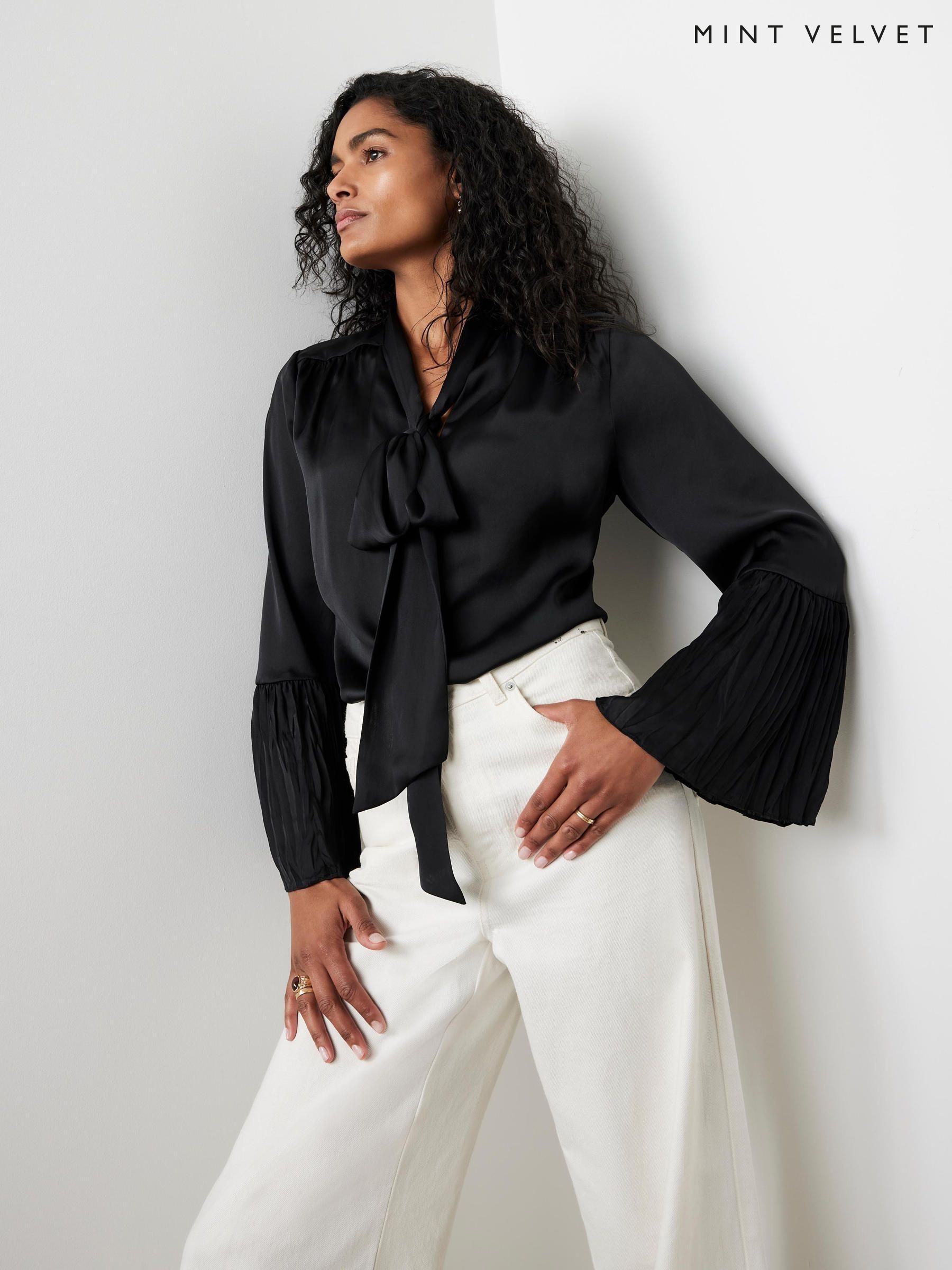 black bow tie blouse