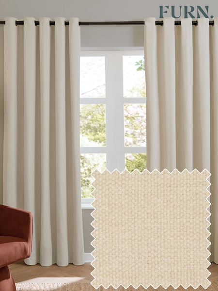 Furn Ecru Soft Chenille 100% Blackout Eyelet Curtains (Y28135) | €73 - €171