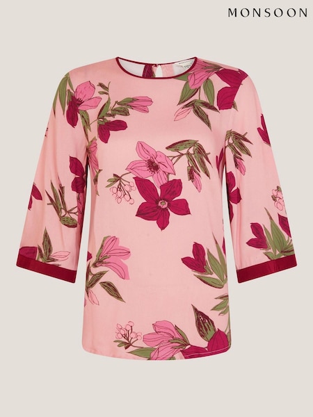 Monsoon Pink Clemmie Floral Print Top (Y28168) | R$ 545