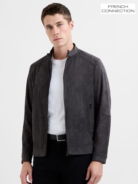 French Connection Brown Suede-Style Funnel Neck Zip-Up Jacket (Y28235) | € 174