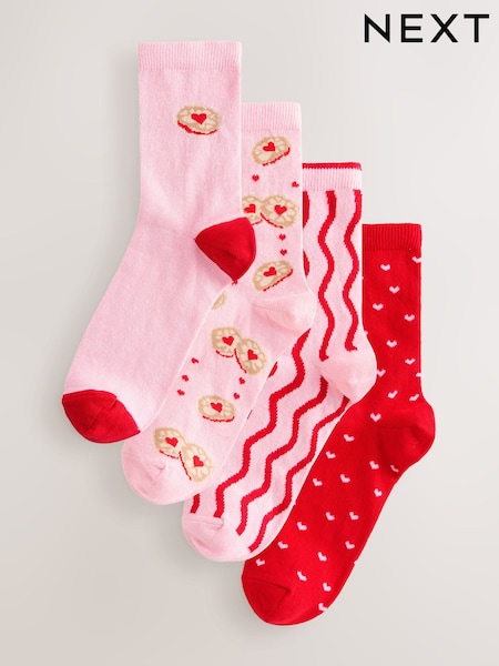 Jammy Heart Ankle Socks 4 Pack (Y28256) | €14.50