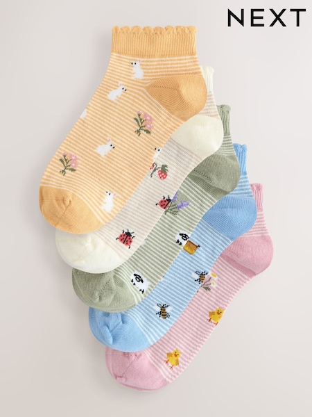 Spring Print Trainer Socks 5 Pack (Y28279) | AED42