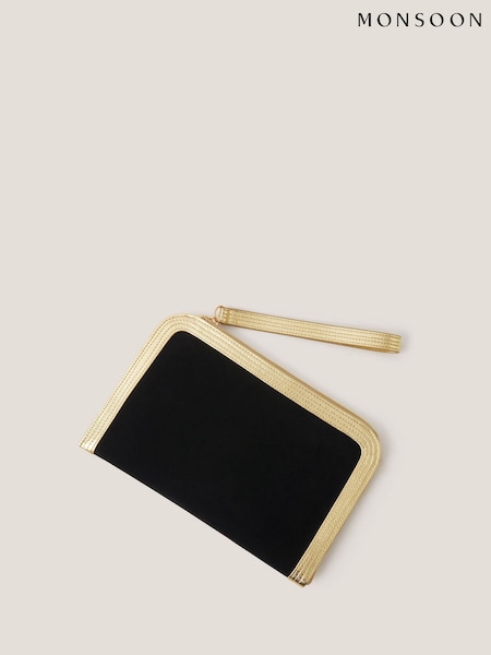 Monsoon Black Lottie Metallic Suedette Pouch (Y28448) | R$ 385
