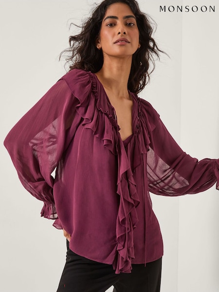 Monsoon Red Suki Ruffle Blouse (Y28465) | €106