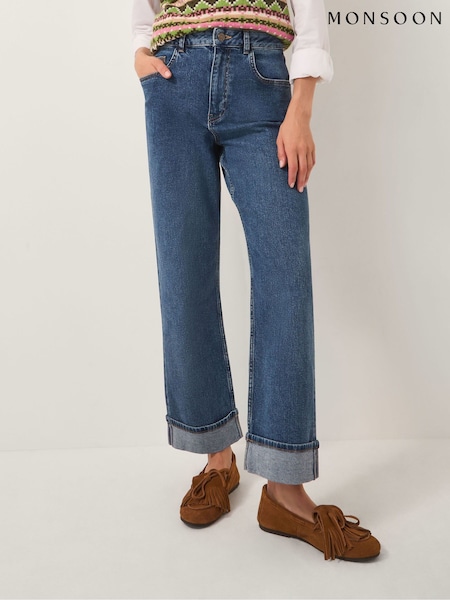 Monsoon Blue Tina Straight Turn Up Jeans (Y28466) | €91