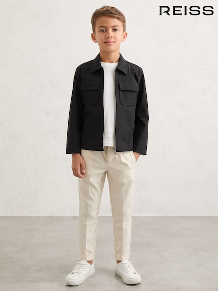 Reiss Black Ascend Twin-Pocket Zip-Through Overshirt (Y28494) | $110