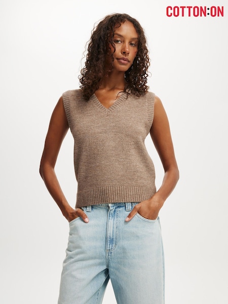 Cotton On Natural Luxe V-Neck Knit Vest (Y28542) | R$ 265