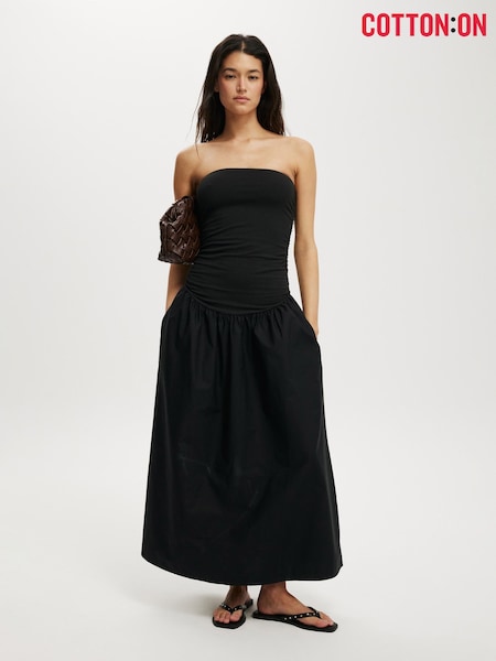 Cotton On Black/Brown Romee Shirred Side Maxi Dress (Y28544) | R$ 395