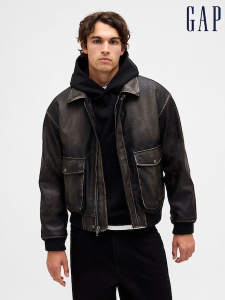 Gap Brown Vegan Leather Bomber Jacket (Y28663) | €219
