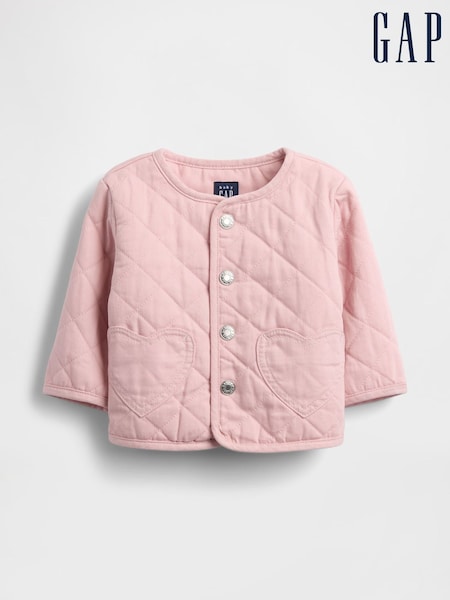 Gap Pink Quilted Denim Heart Pocket Jacket (0-24mths) (Y28679) | €52