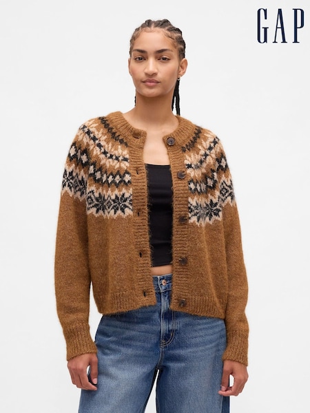 Marrón - Gap Fuzzy Fair Isle Pattern Cardigan (Y28726) | 92 €