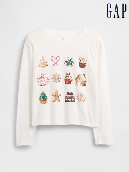 Gap White Relaxed Graphic T-Shirt (4-13yrs) (Y28768) | €15