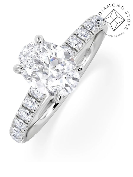The Diamond Store White Amora 1.00ct  Oval Cut  Lab Diamond  Hidden Halo Engagement Ring in18K White Gold (Y28863) | €1,786