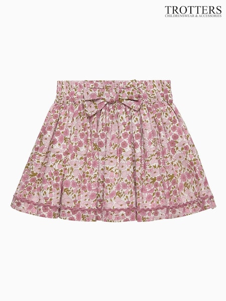 Trotters London Pink Poppy & Daisy Bow Skirt (Y29109) | 297 QAR - 317 QAR