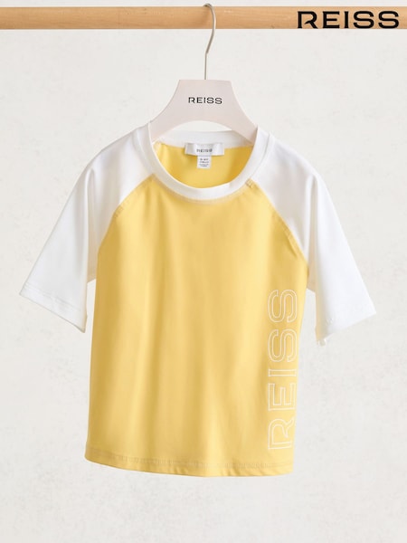 Reiss Yellow Baskin Colour-Block Logo Rash Top (Y29118) | $50