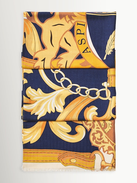 Aspinal of London Blue Large Merino Scarf (Y29209) | AED641