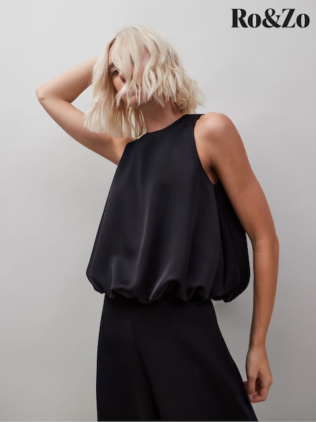 Ro&Zo Black Bubble Hem Top (Y29321) | €101
