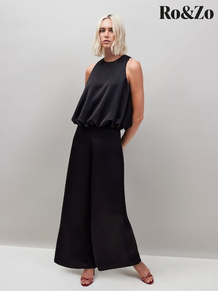 Ro&Zo Black Petite Satin Trousers (Y29324) | €126