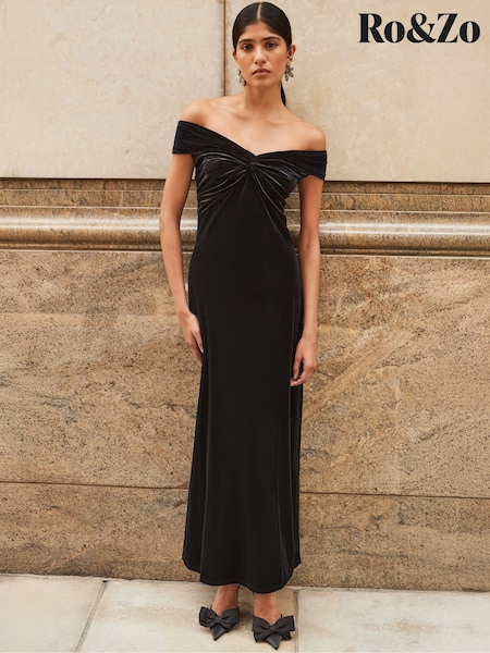 Ro&Zo Black Off The Shoulder Dress (Y29326) | 618 QAR