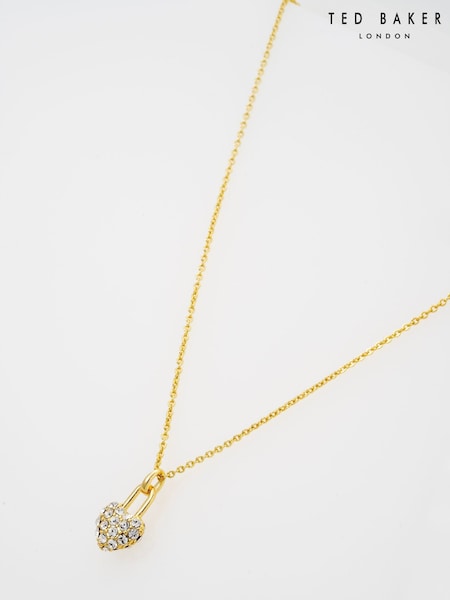 Ted Baker Gold Tone Paige: Pave Crystal Padlock Pendant Necklace (Y29404) | €48