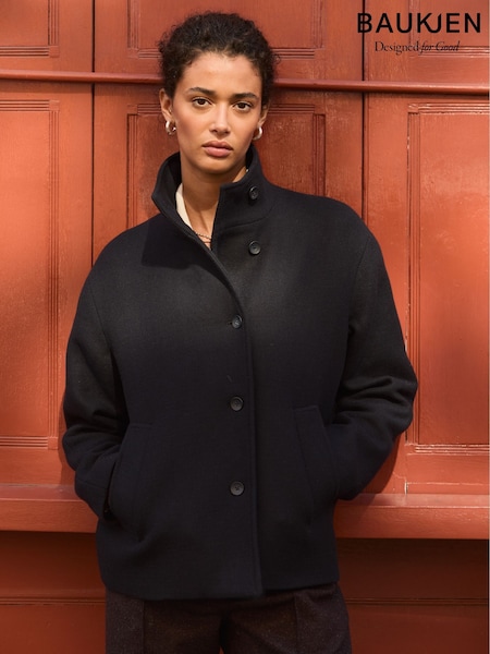 Baukjen Blue Ashton Wool Blend Short Coat (Y29452) | R$ 2.655